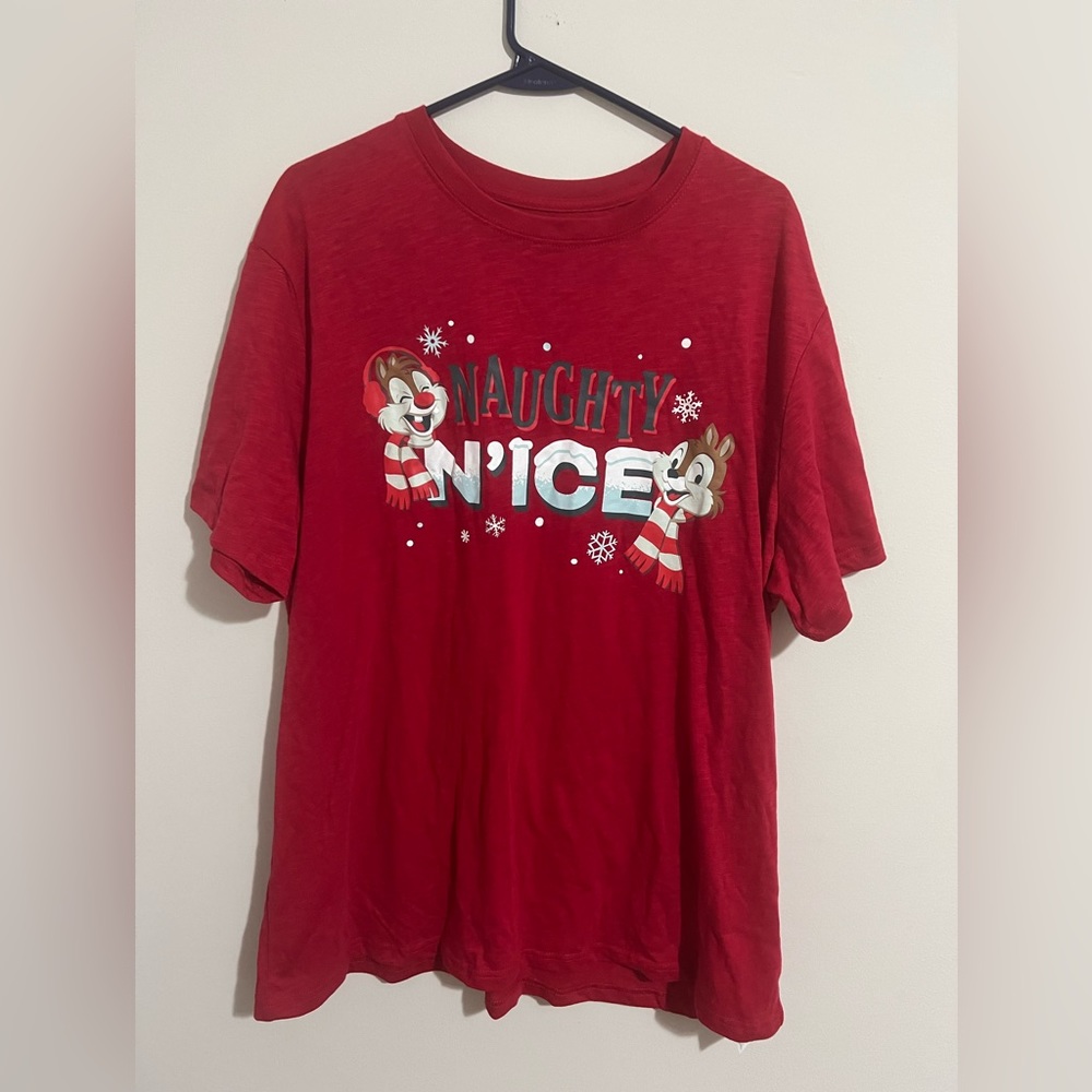 Disney Chip And Dale Naughty N'Ice 2021 Christmas Holiday T-Shirt Men’s XL